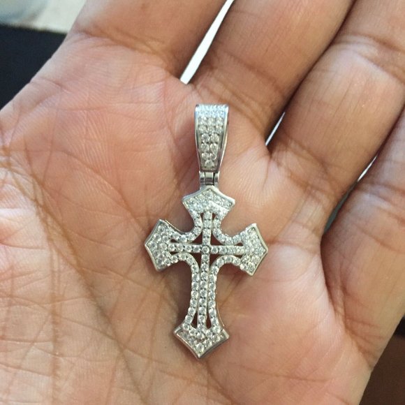 JESUS Silver 925 Pendant Cross CZ Gift New - Picture 3 of 4